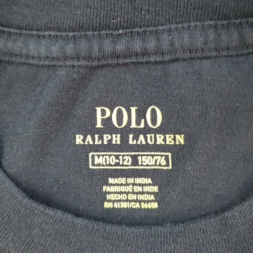 Polo Ralph Lauren T-Shirt Boys Medium Long Sleeve Tee Red Big Pony #3 Logo Black